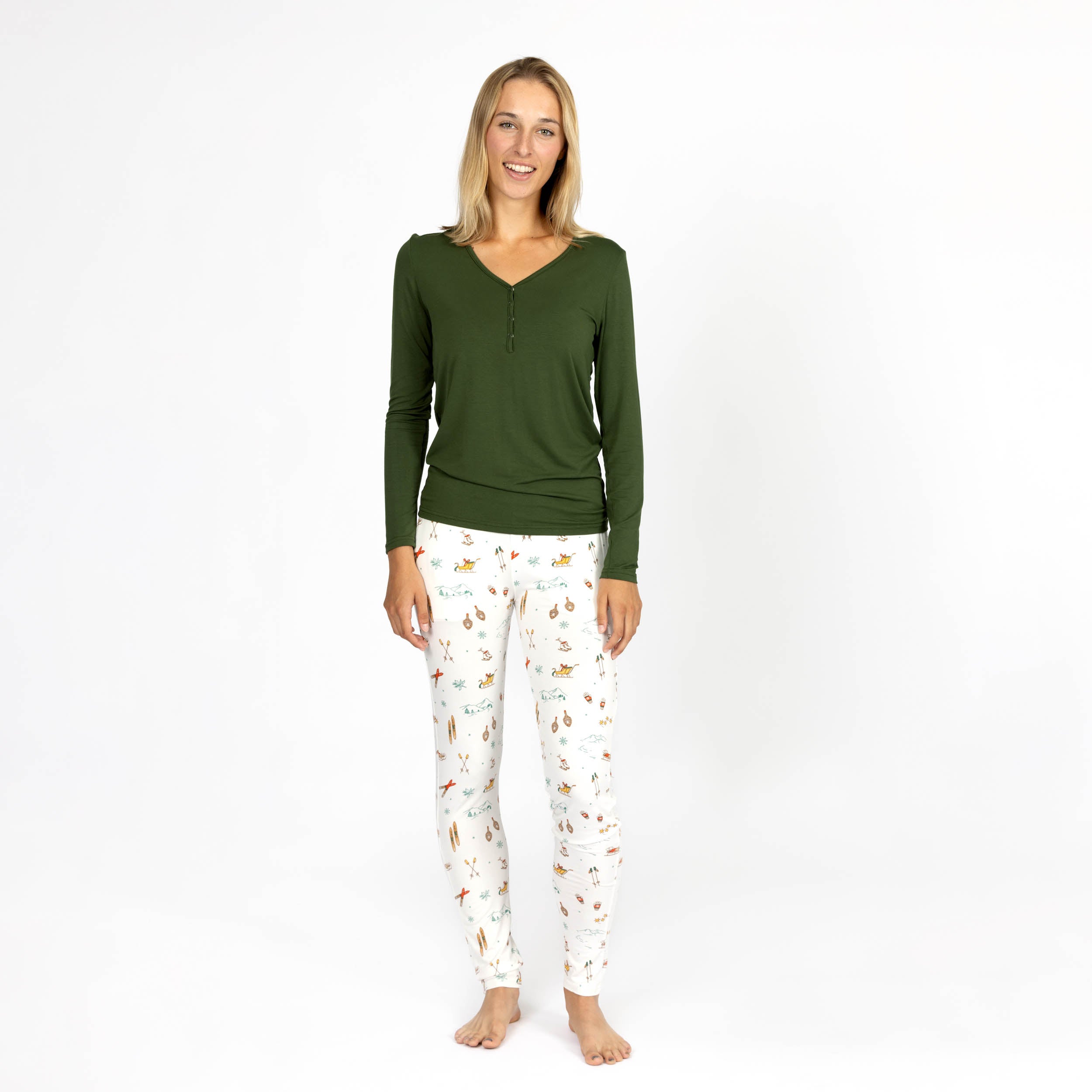 Deck the Halls with Comfort: Vintage Holiday Bamboo Women's Pajama Set ...