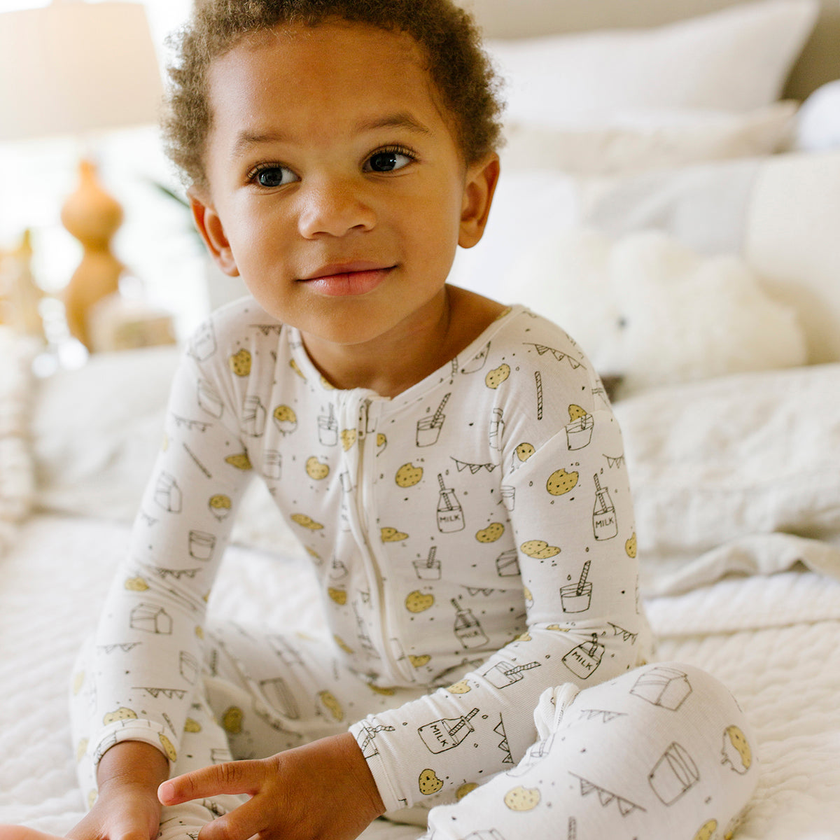 Soft Baby Pajama Milk and Cookies Unisex Convertible Footie / Long Sleeve Two Piece matching Set