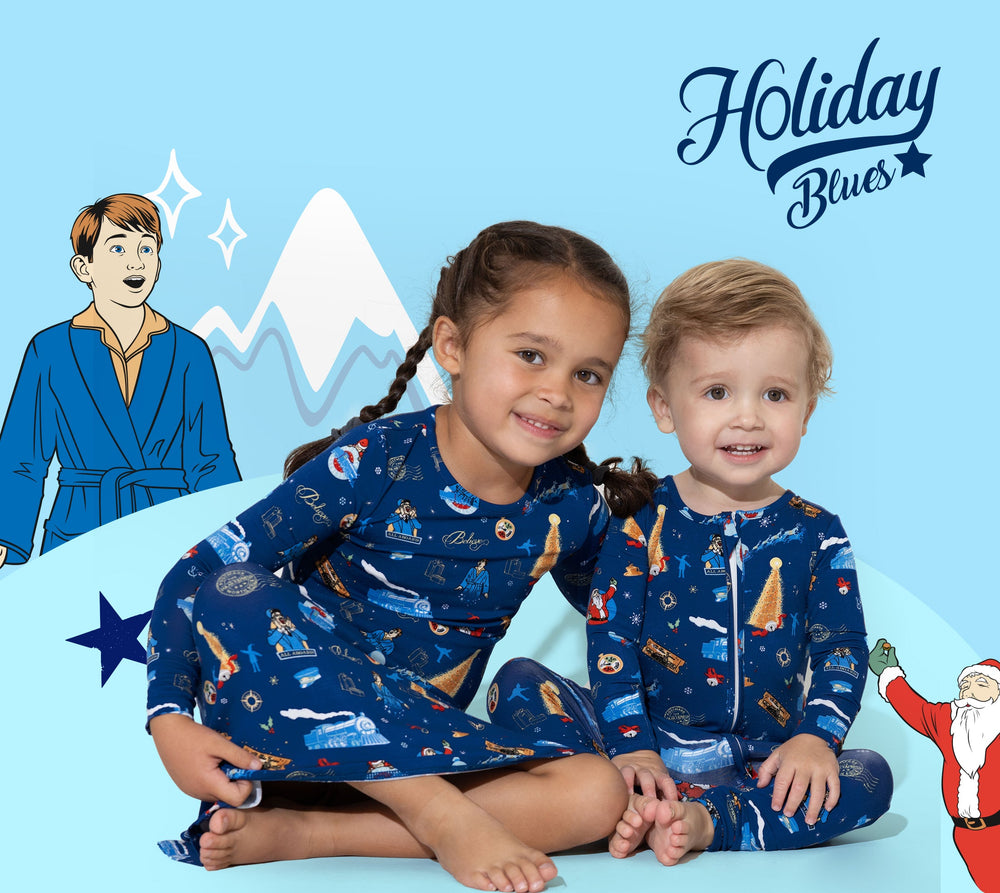 Christmas Holiday Blue Bamboo Pajamas