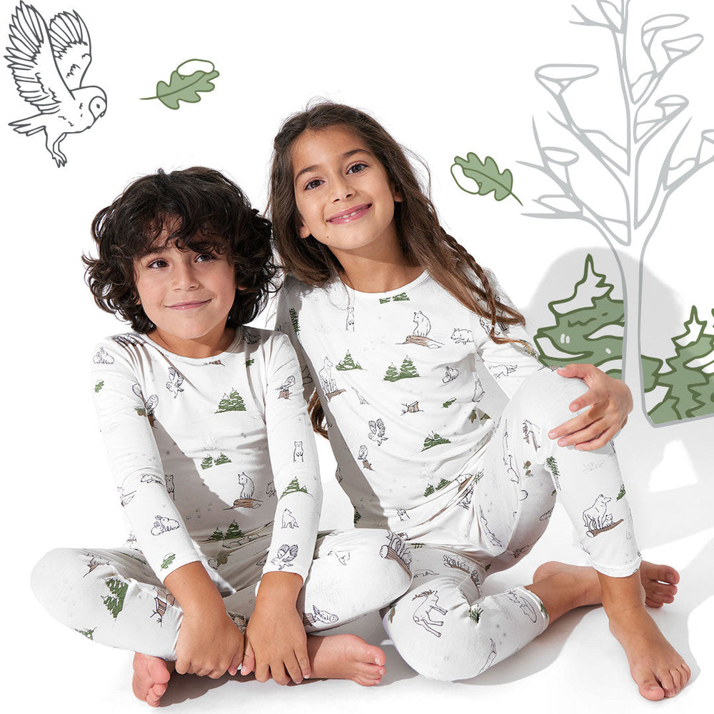 Winter Forest Animals Bamboo Pajamas for Kids & Babies