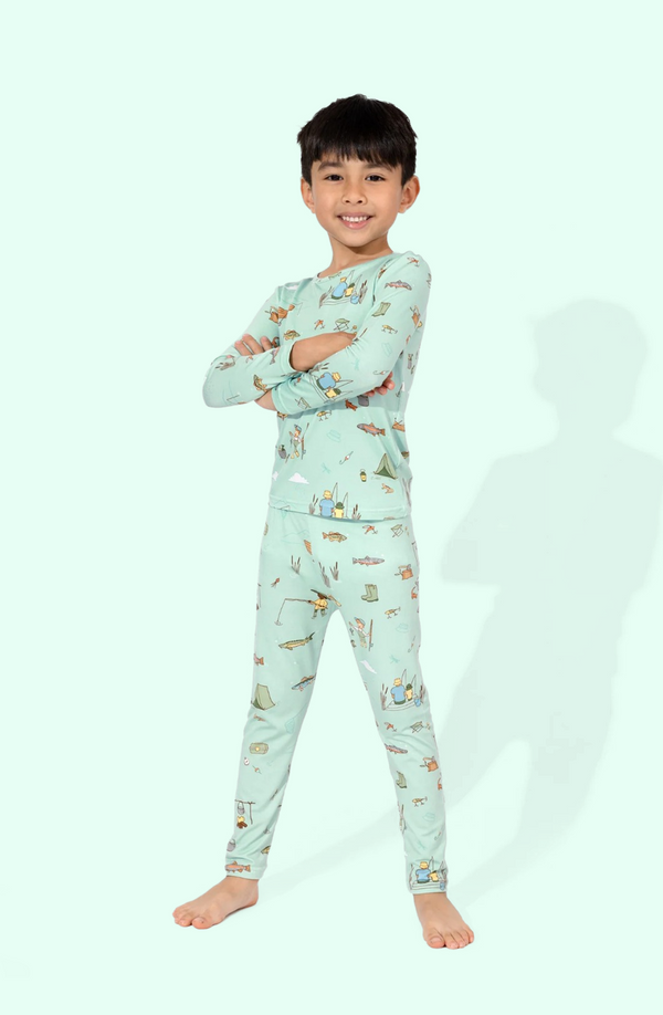 Fishing Bamboo Kids Pajama Short Set