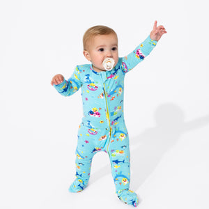 Baby Shark Bamboo Convertible Footie