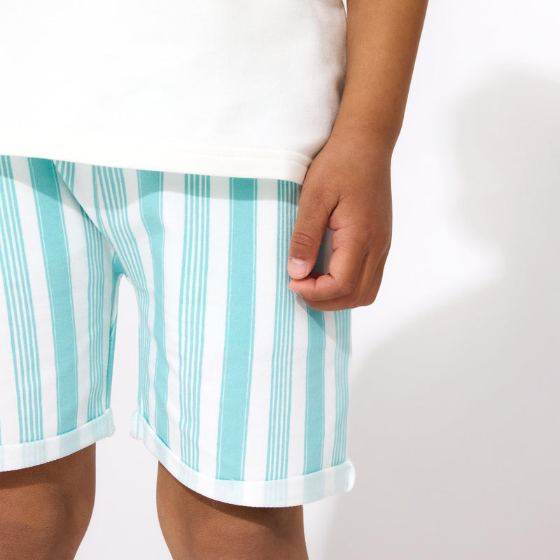 Blue Stripes Bamboo Terry Kids Daywear Shorts