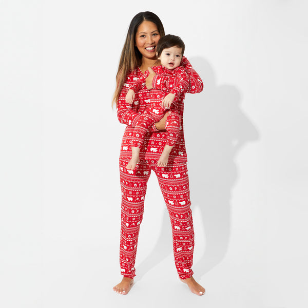 Polar Isle Red Bamboo Convertible Footie