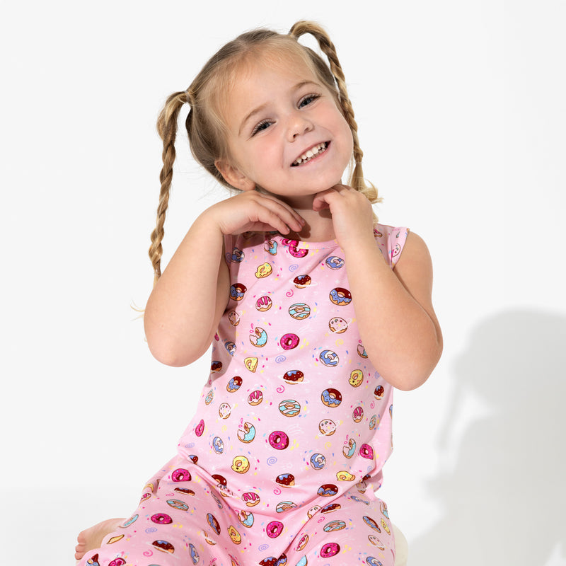 Pink Space Donut Bamboo Girls' Sleeveless Dress