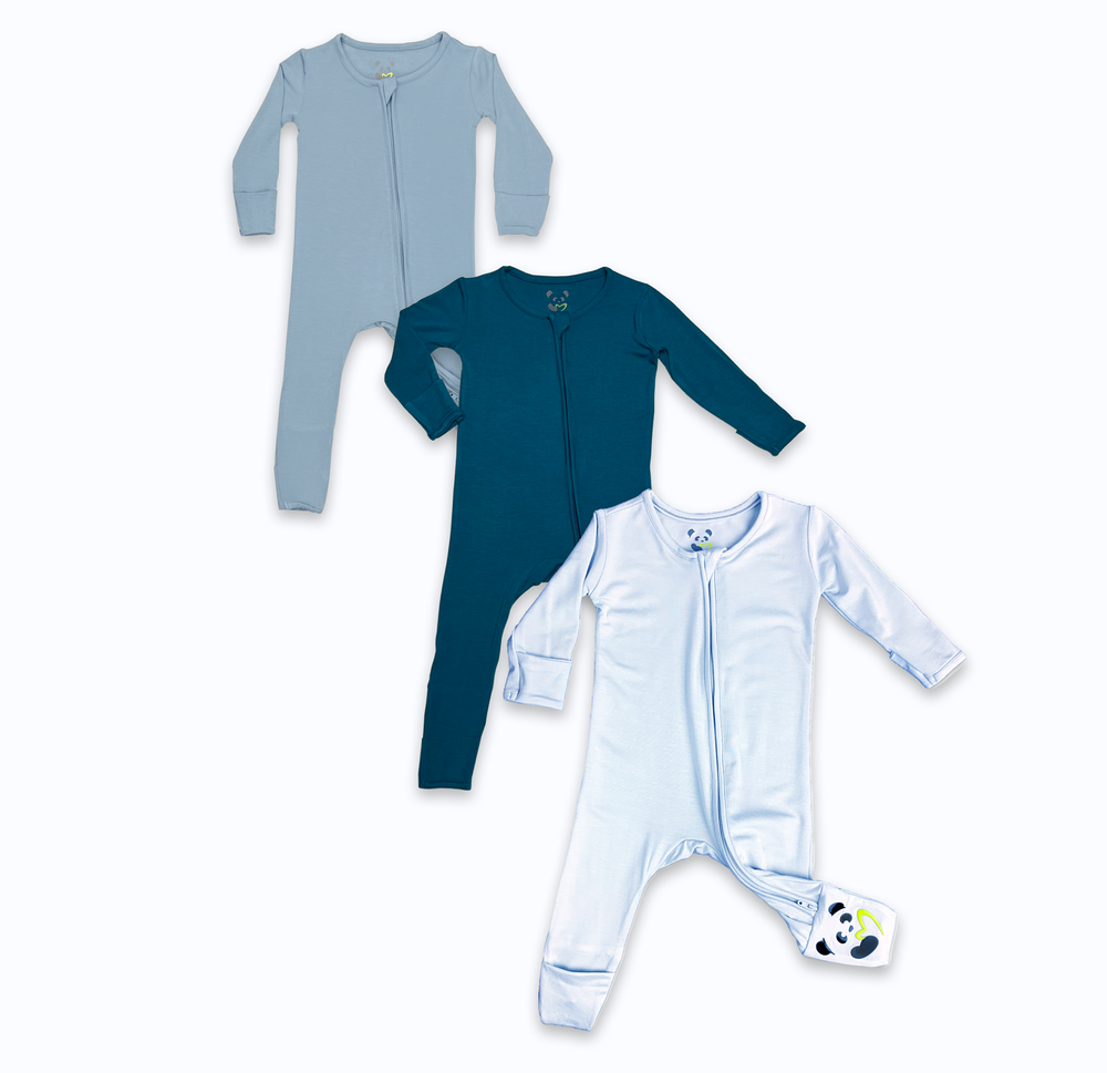 Blue Bundle - Bamboo Convertible Footies