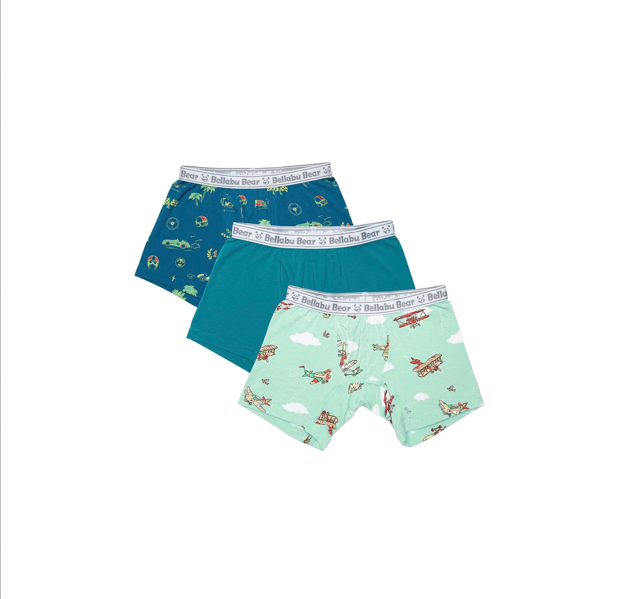 Gear Up for Fun: Boys' Boxer Brief Bamboo Underwear 3-Pack - Bellabu Bear