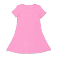 Bubblegum Pink Bamboo Girls' Short Sleeve Dress