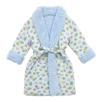 Valentine's Candy Hearts Blue Bamboo Kids Sherpa Robe