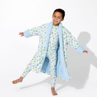 Valentine's Candy Hearts Blue Bamboo Kids Sherpa Robe