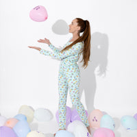 Valentine's Candy Hearts Blue Bamboo Women's Pajama Set