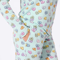 Valentine's Candy Hearts Blue Bamboo Women's Pajama Set