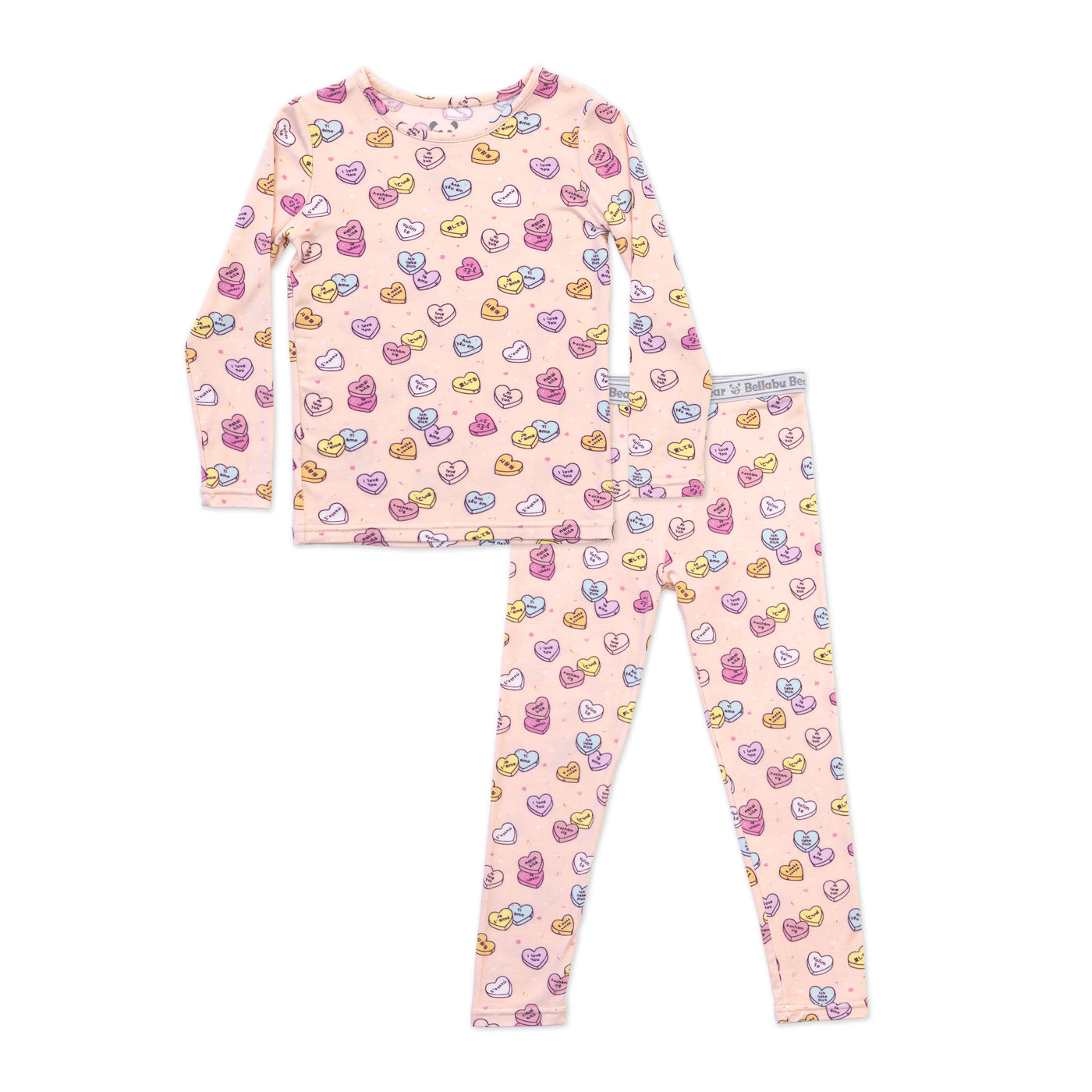 Valentine's Candy Hearts Pink Bamboo Kids Pajamas