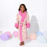 Valentine's Candy Hearts Pink Bamboo Kids Sherpa Robe