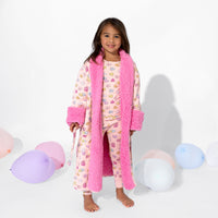 Valentine's Candy Hearts Pink Bamboo Kids Sherpa Robe