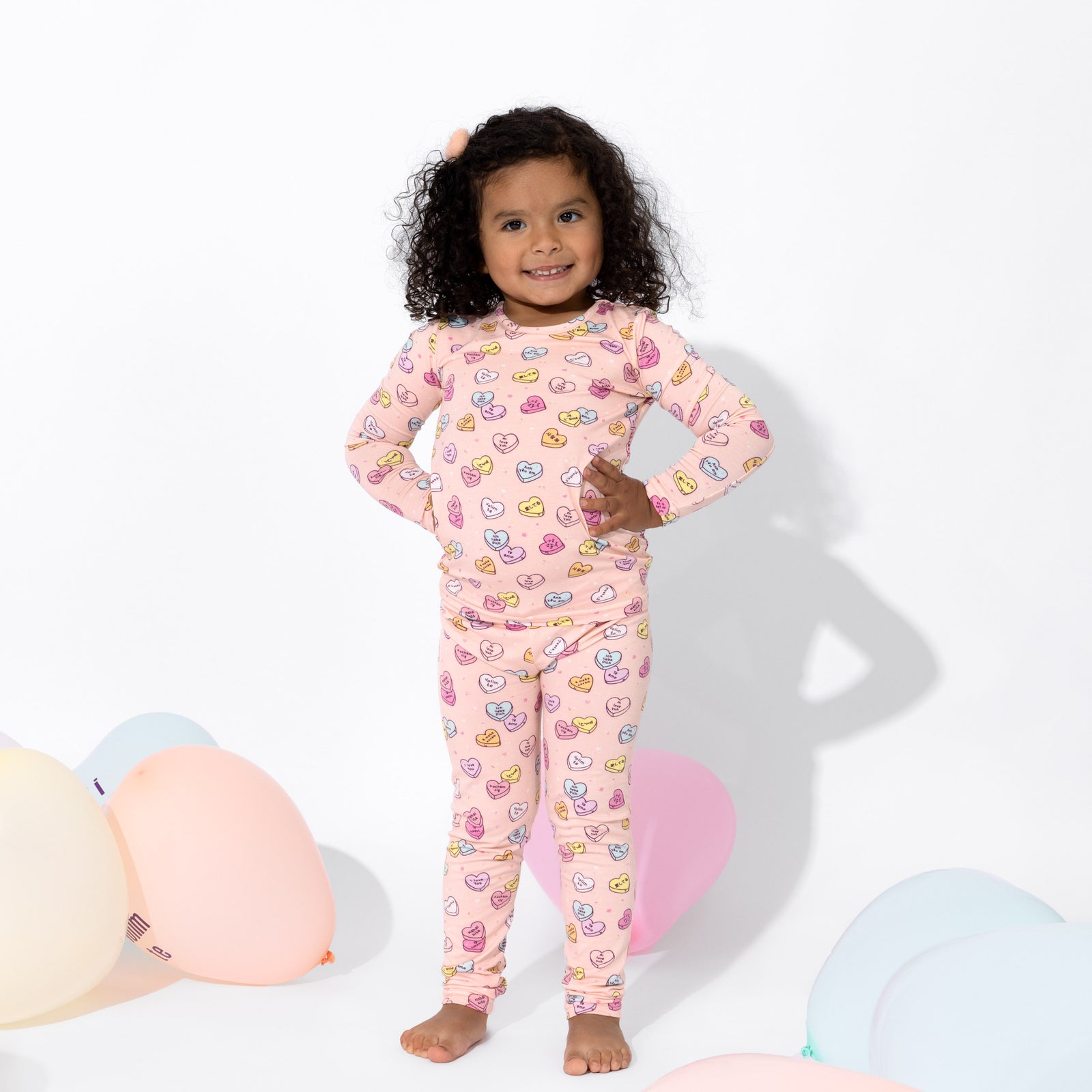 Valentine's Candy Hearts Pink Bamboo Kids Pajamas