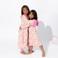 Valentine's Candy Hearts Pink Bamboo Kids Sherpa Robe