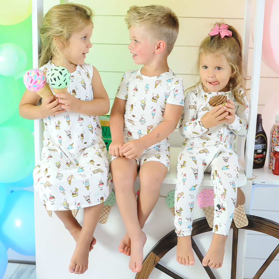 Ice Cream Bamboo Kids Pajama Short Set