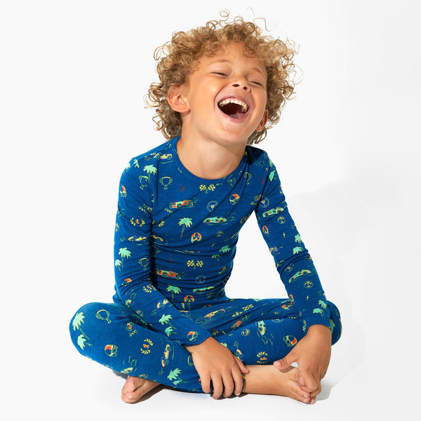 Monaco Blue Bamboo Kids Pajamas