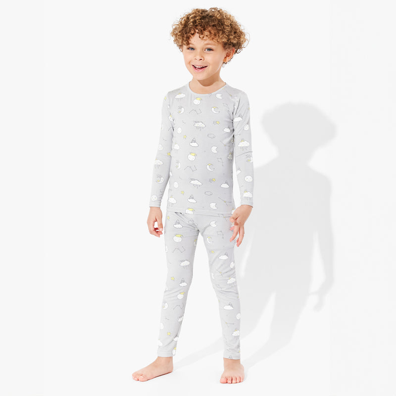 Constellation Grey Bamboo Kids Pajamas