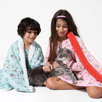 Feline Love Valentine's Day Kittens Bamboo Sherpa Blanket