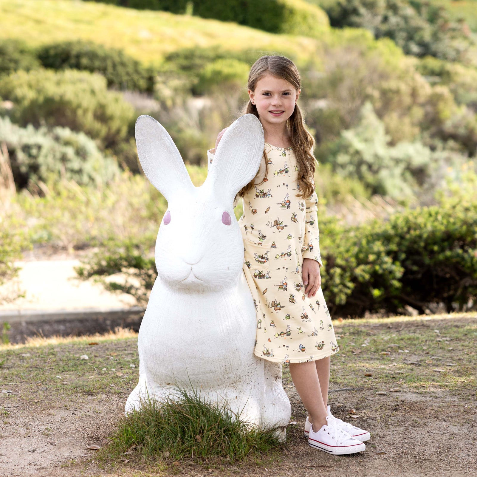 Bunny Workshop French Terry Girls' Daywear Long Sleeve Dress