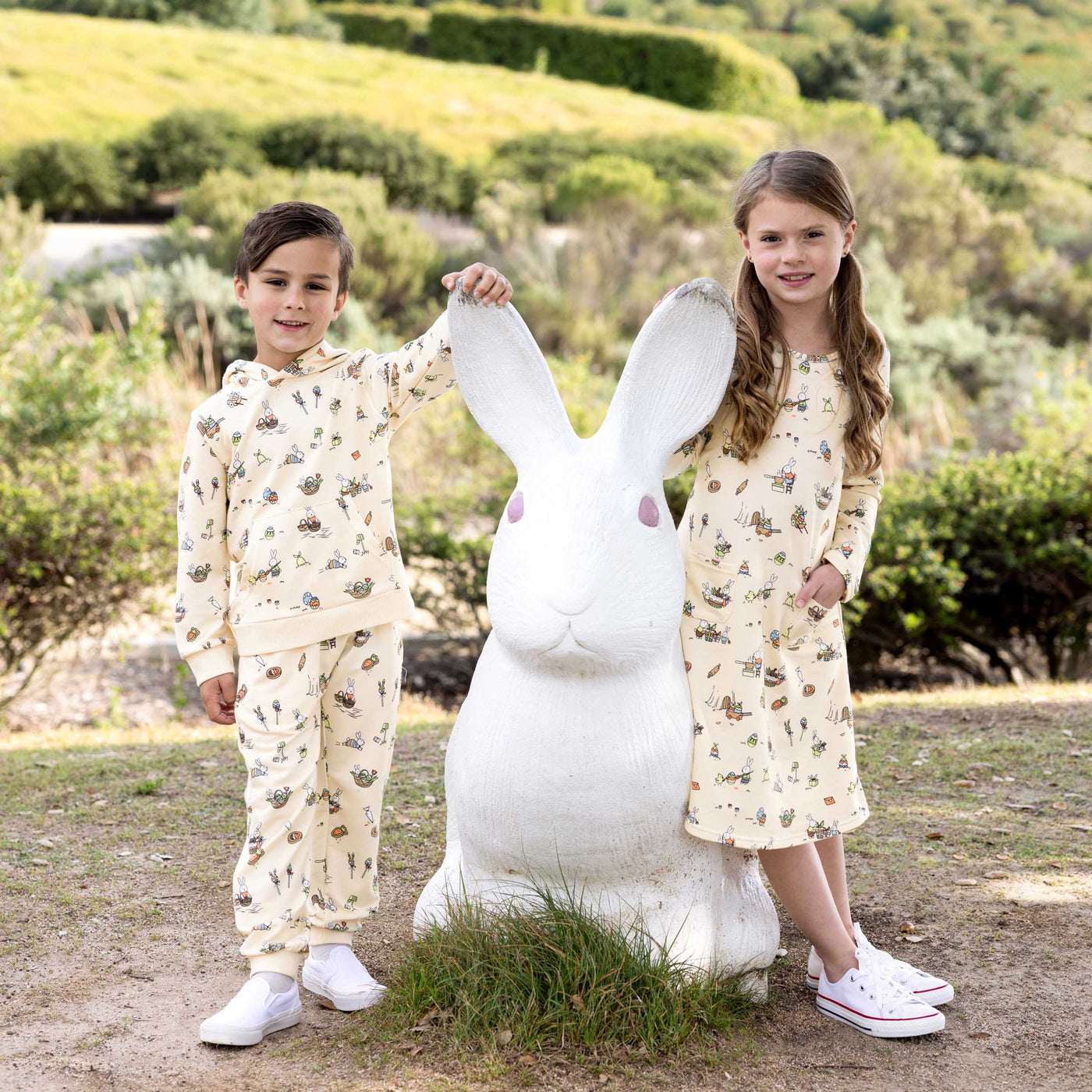 Bunny Workshop French Terry Girls' Daywear Long Sleeve Dress