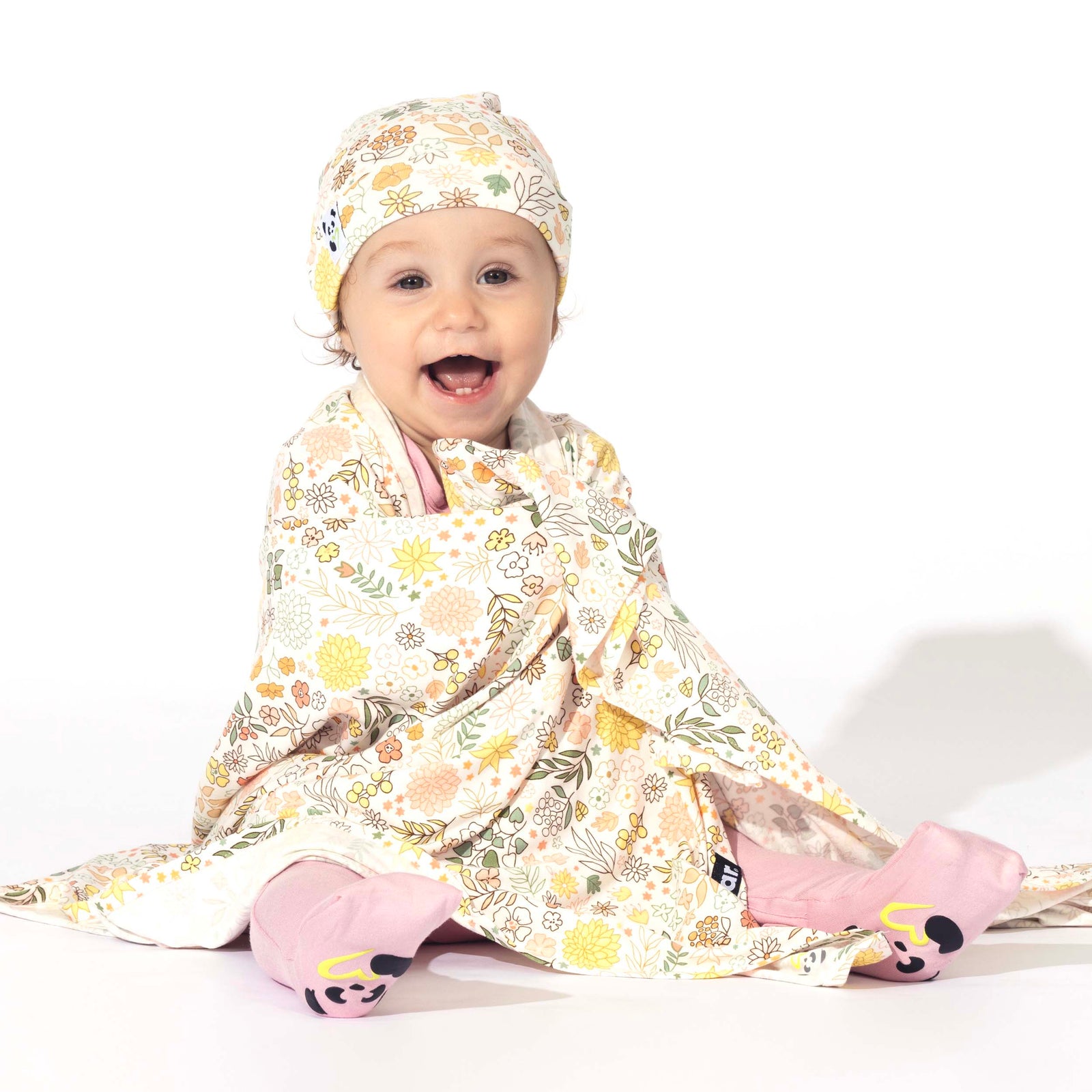 Fall Floral Bamboo Swaddle & Beanie Set