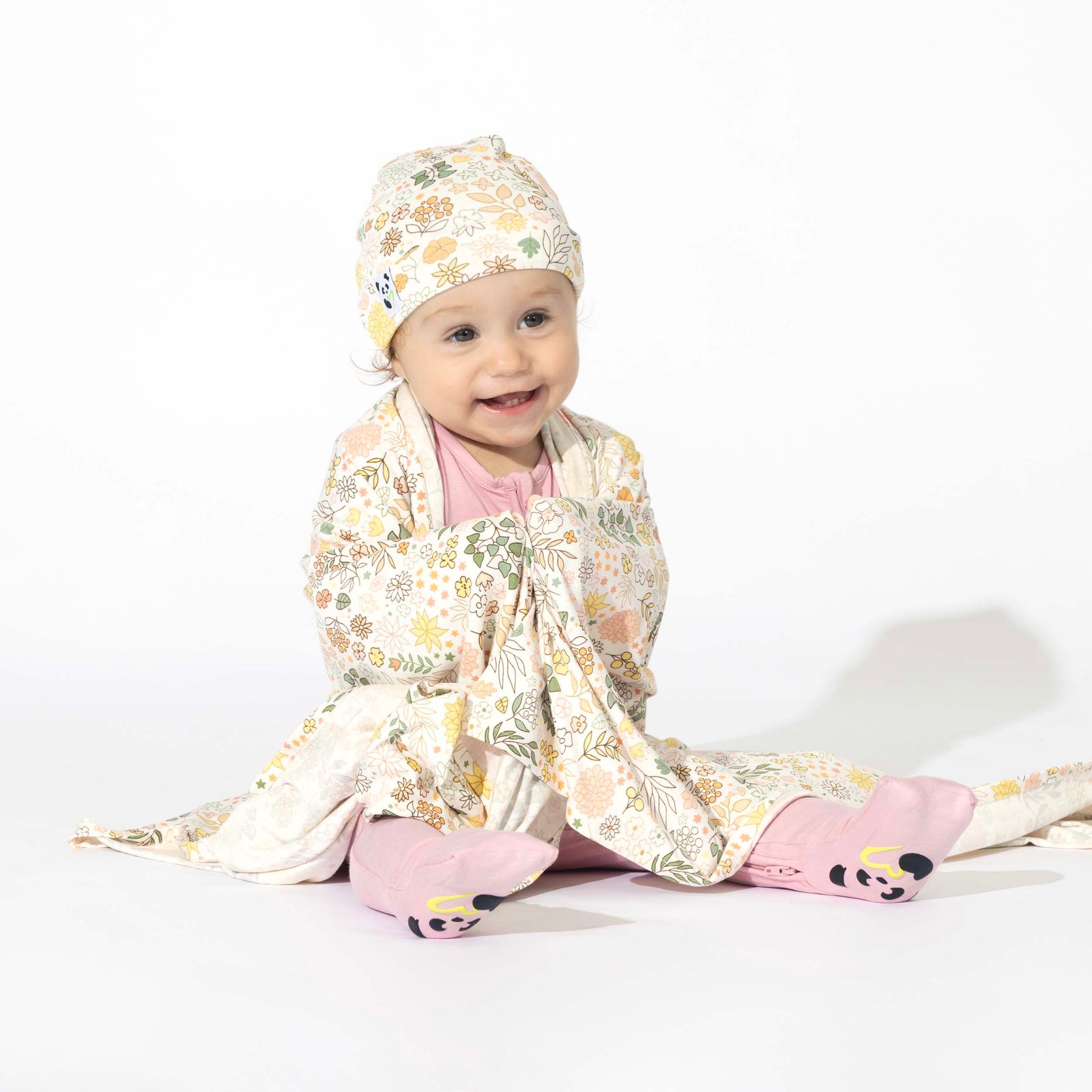 Fall Floral Bamboo Swaddle & Beanie Set