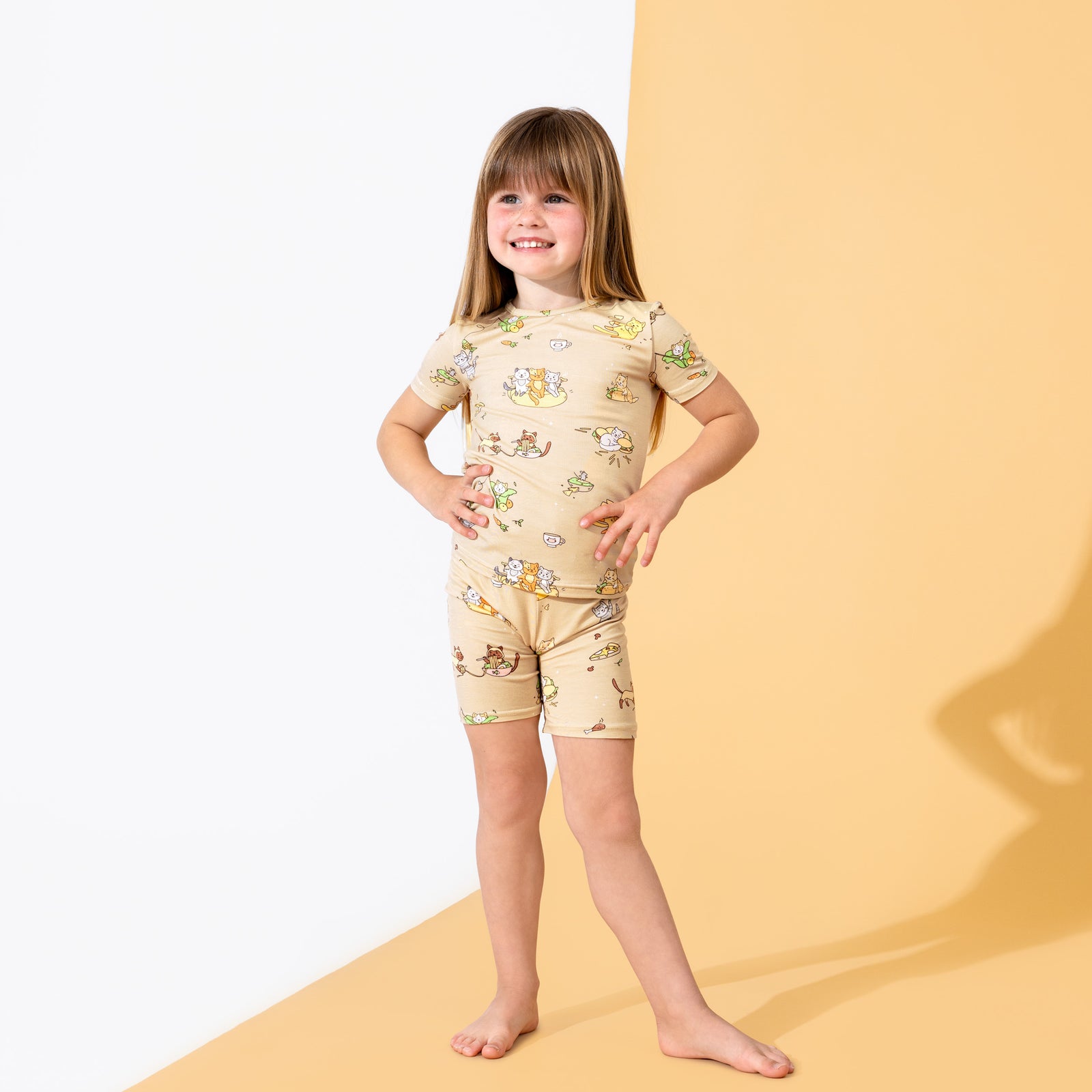 Foodie Cats Bamboo Kids Pajama Short Set