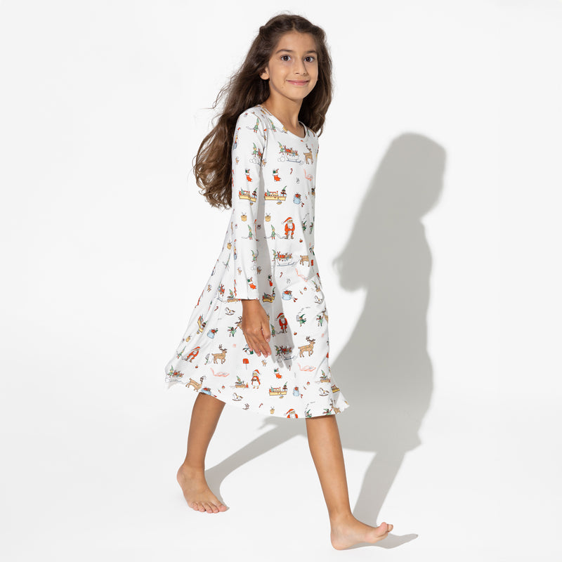 Santa's Workshop Bamboo Girls' Long Sleeve Dress