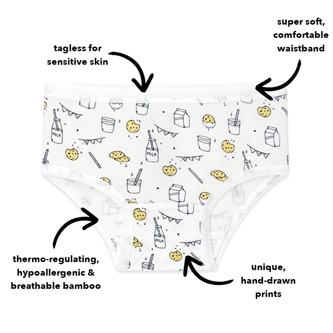 Solid Girl's Bamboo Viscose Brief Underwear - 3 Pack - Little Sleepies