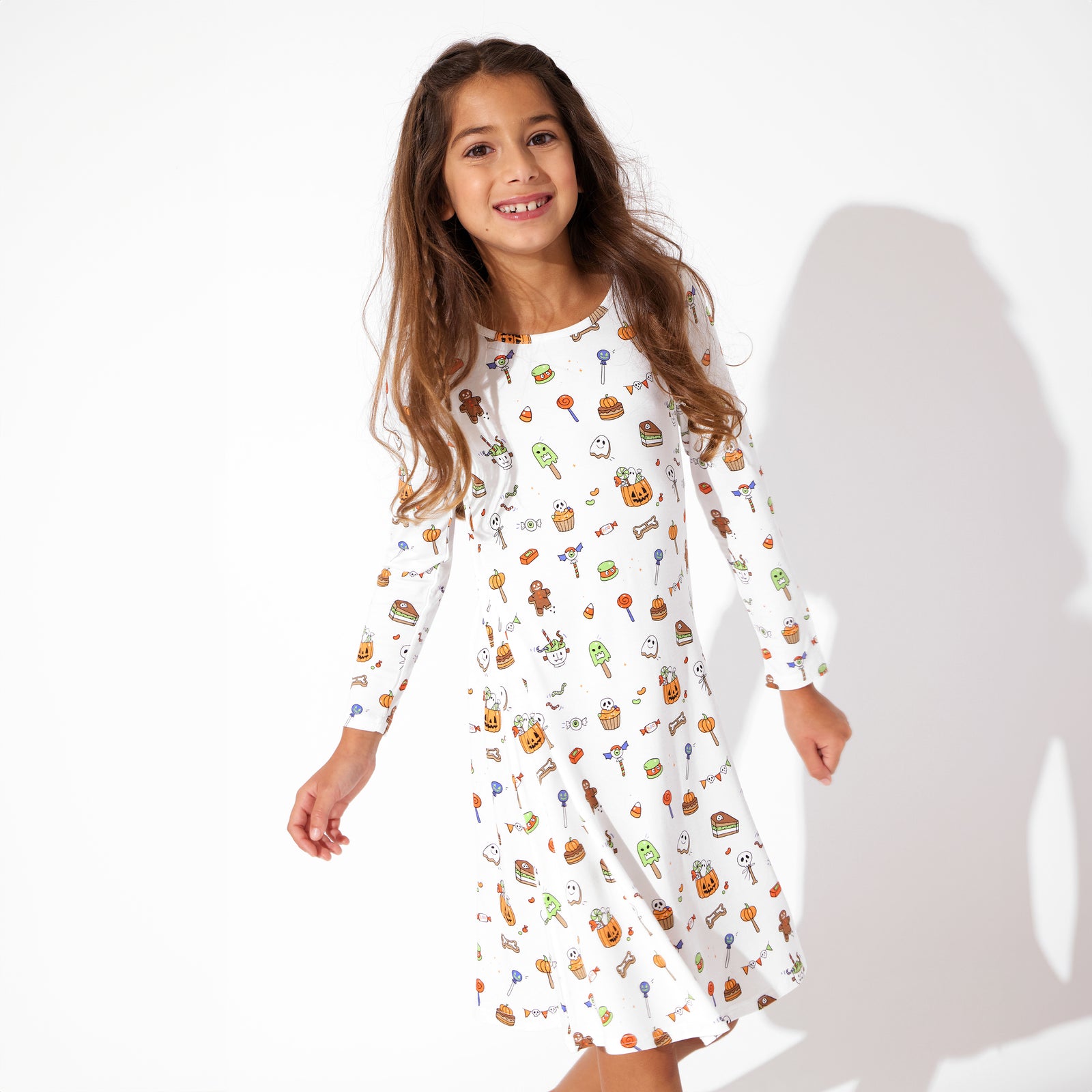 Halloween Treats Bamboo Girls' Long Sleeve Dress