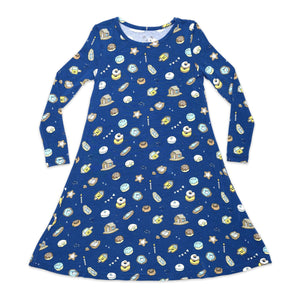 Hanukkah Cookies Bamboo Girls' Long Sleeve Dress