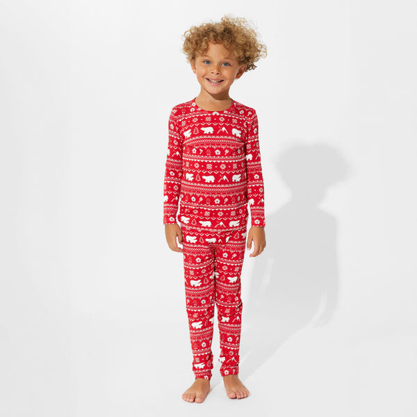 Polar Isle Red Bamboo Kids Pajamas