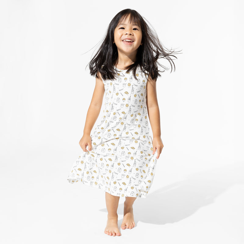 Milk & Cookies White Bamboo Girls' Sleeveless Dress