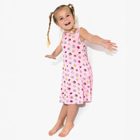 Pink Space Donut Bamboo Girls' Sleeveless Dress