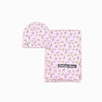 Milk & Cookies Pink Bamboo Swaddle & Beanie Set