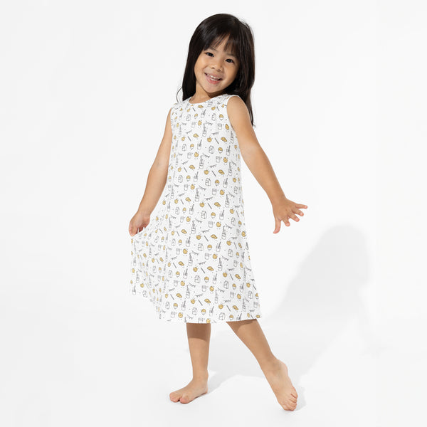 Milk & Cookies White Bamboo Girls' Sleeveless Dress