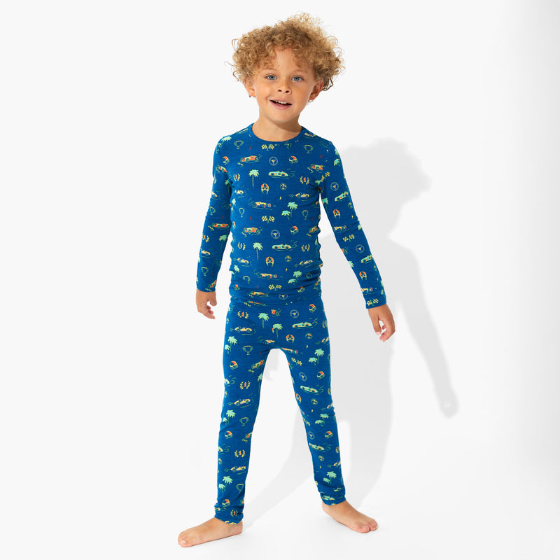 Monaco Blue Bamboo Kids Pajamas