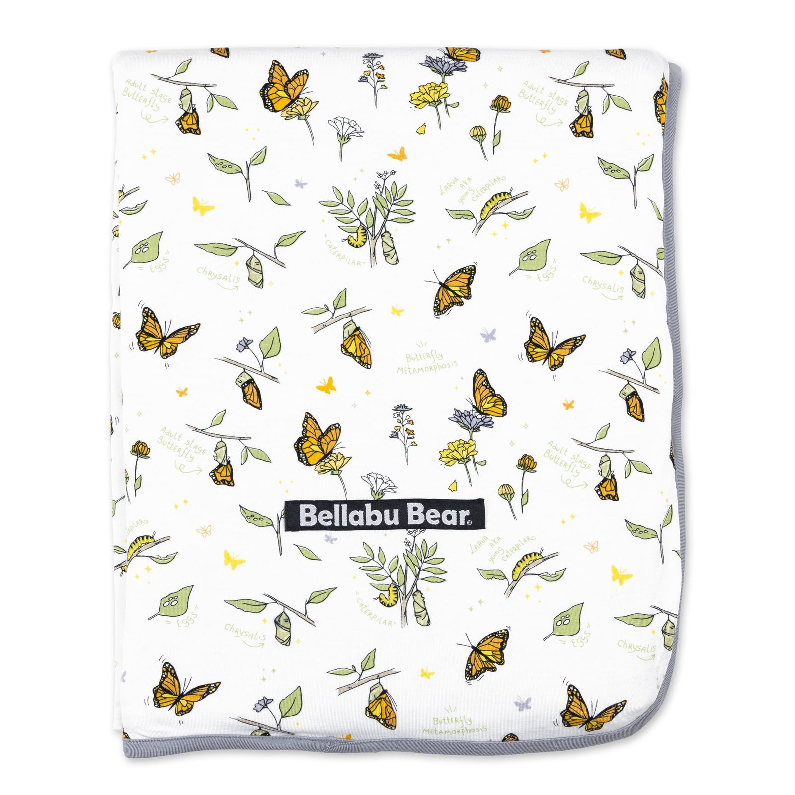 Monarch Butterfly & Mushroom Cycle Bamboo Blanket