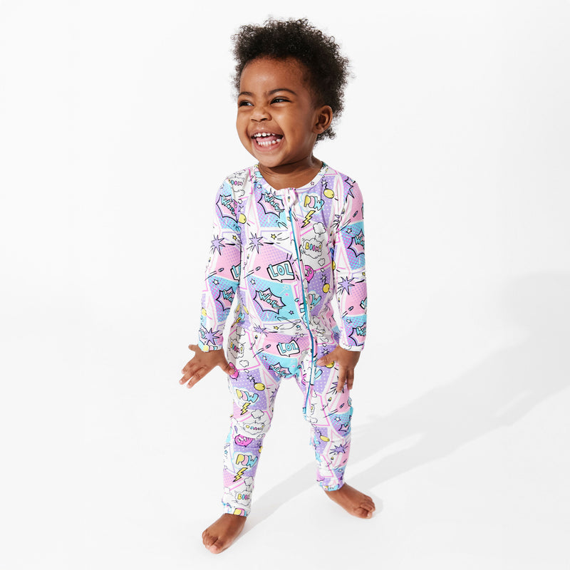 Comic Purple Bamboo Convertible Footie