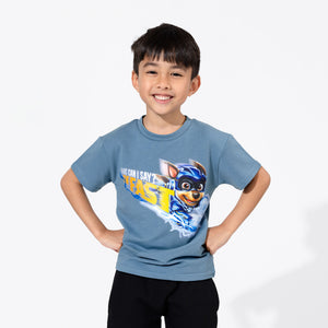 PAW Patrol: The Mighty Movie Chase Oasis Blue Bamboo Terry Kids Oversized T-Shirt