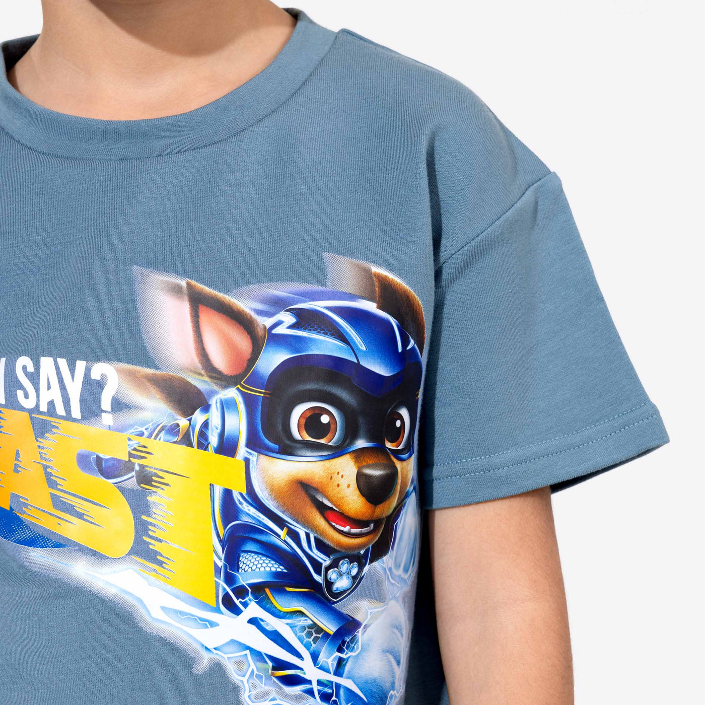 PAW Patrol: The Mighty Movie Chase Oasis Blue Bamboo Terry Kids Oversized T-Shirt