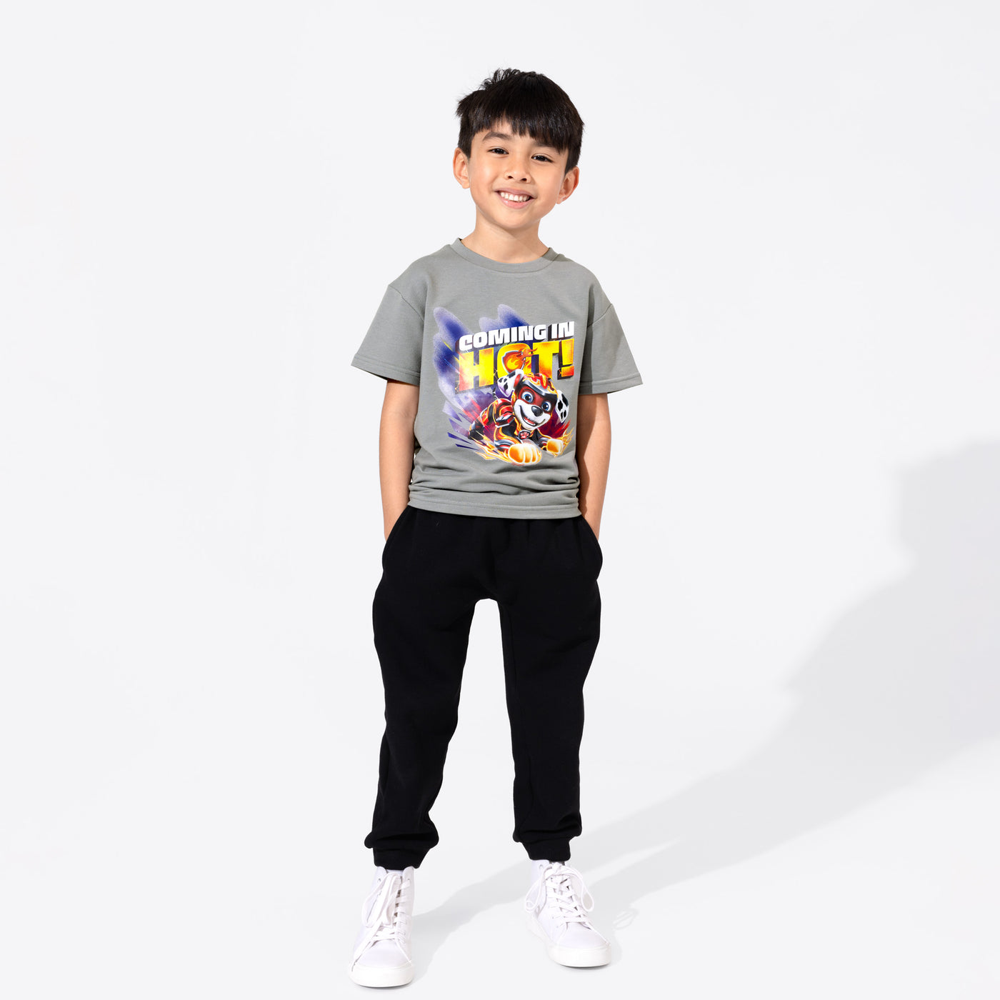 PAW Patrol: The Mighty Movie Marshall Stormy Grey Bamboo Terry Kids Oversized T-Shirt
