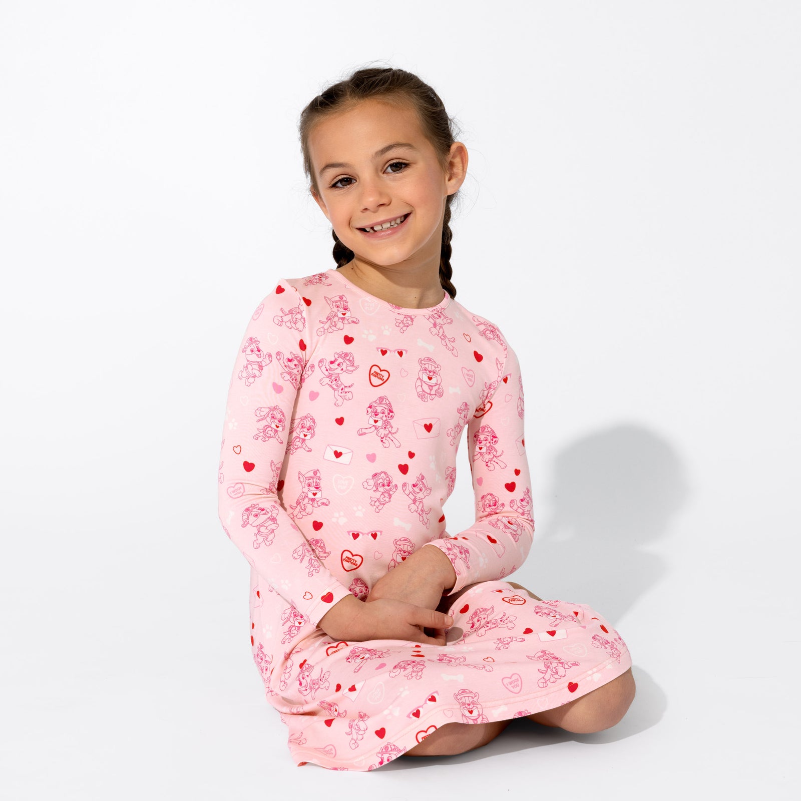 PAW Patrol: Valentine's Pink Bamboo Girls' Long Sleeve Dress