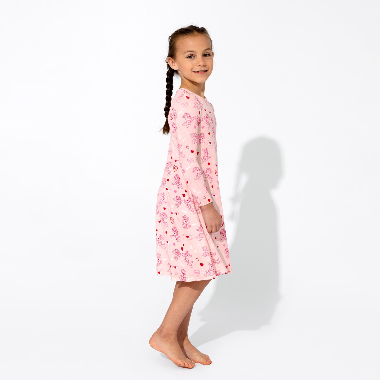 PAW Patrol: Valentine's Pink Bamboo Girls' Long Sleeve Dress