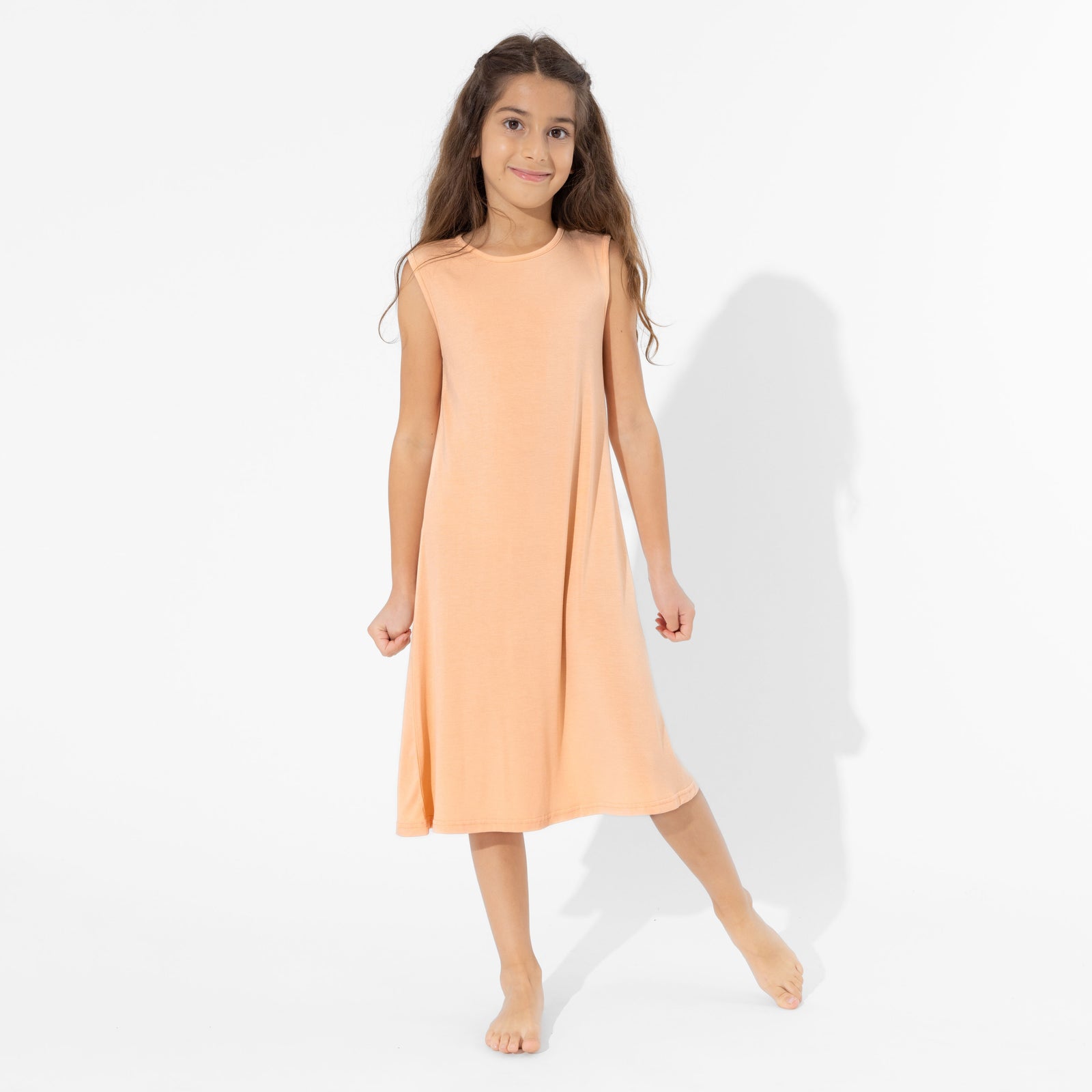 Peach Fuzz Bamboo Girls' Sleeveless Dress