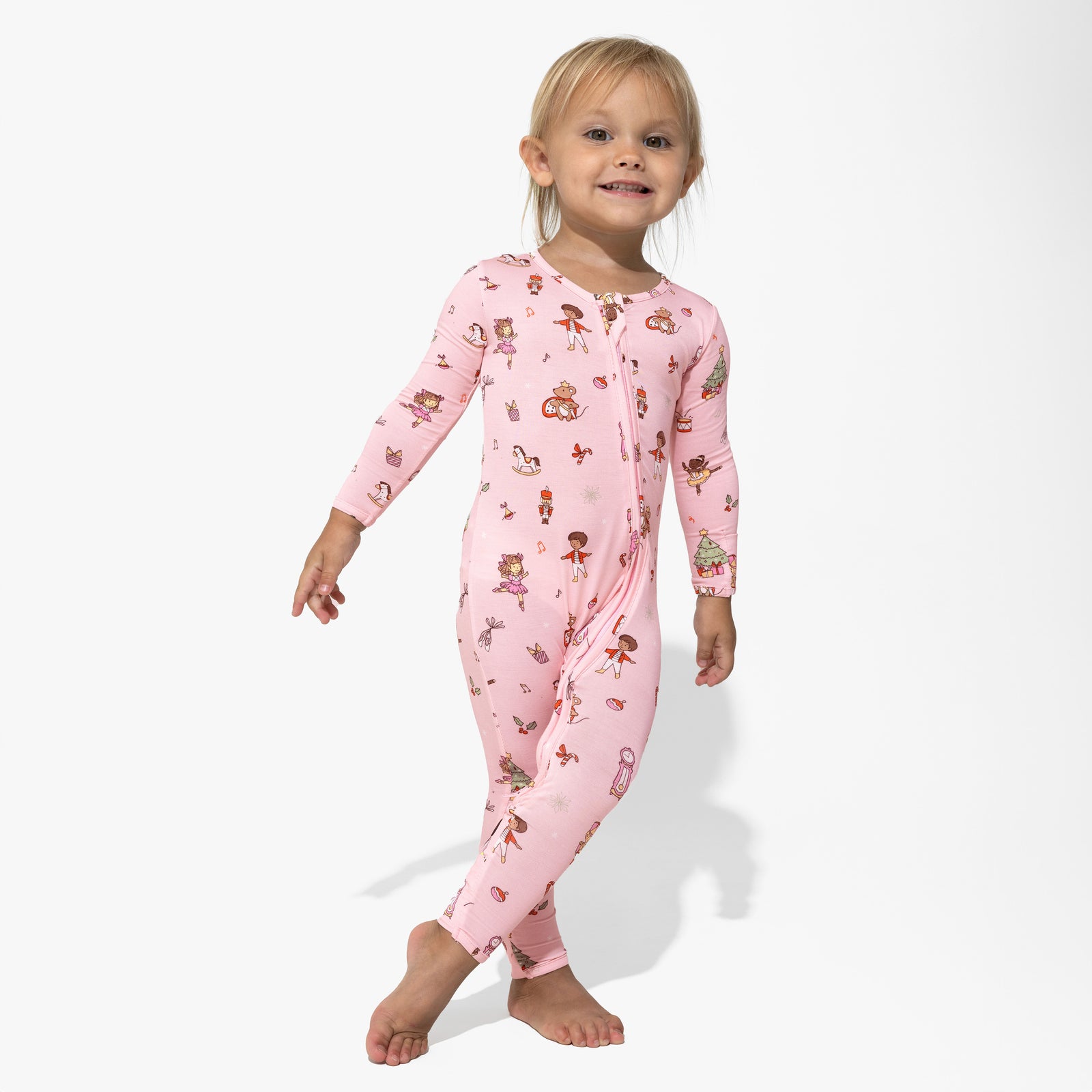 Nutcracker Pink Bamboo Convertible Footie