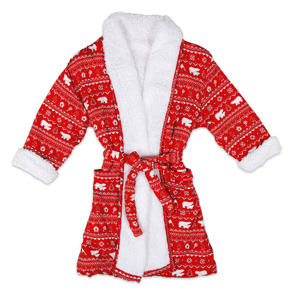 Polar Isle Red Bamboo Kids' Bamboo Sherpa Robe